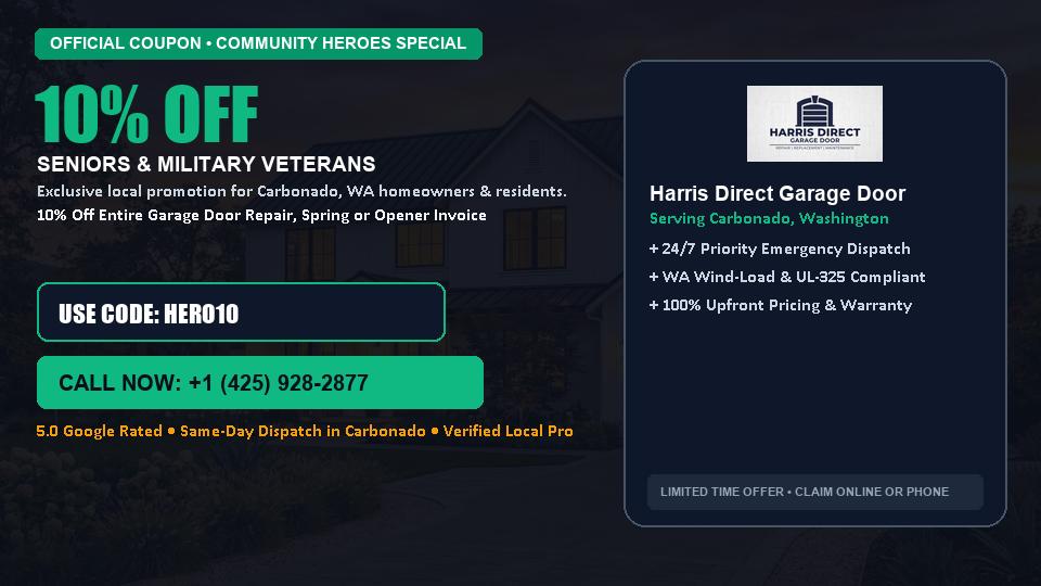 10% OFF Senior, Military & First Responder Discount in Carbonado, WA - Harris Direct Garage Door